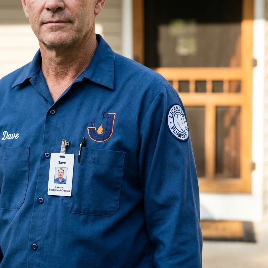 Licensed plumber showing ID badge in Princeton, WV