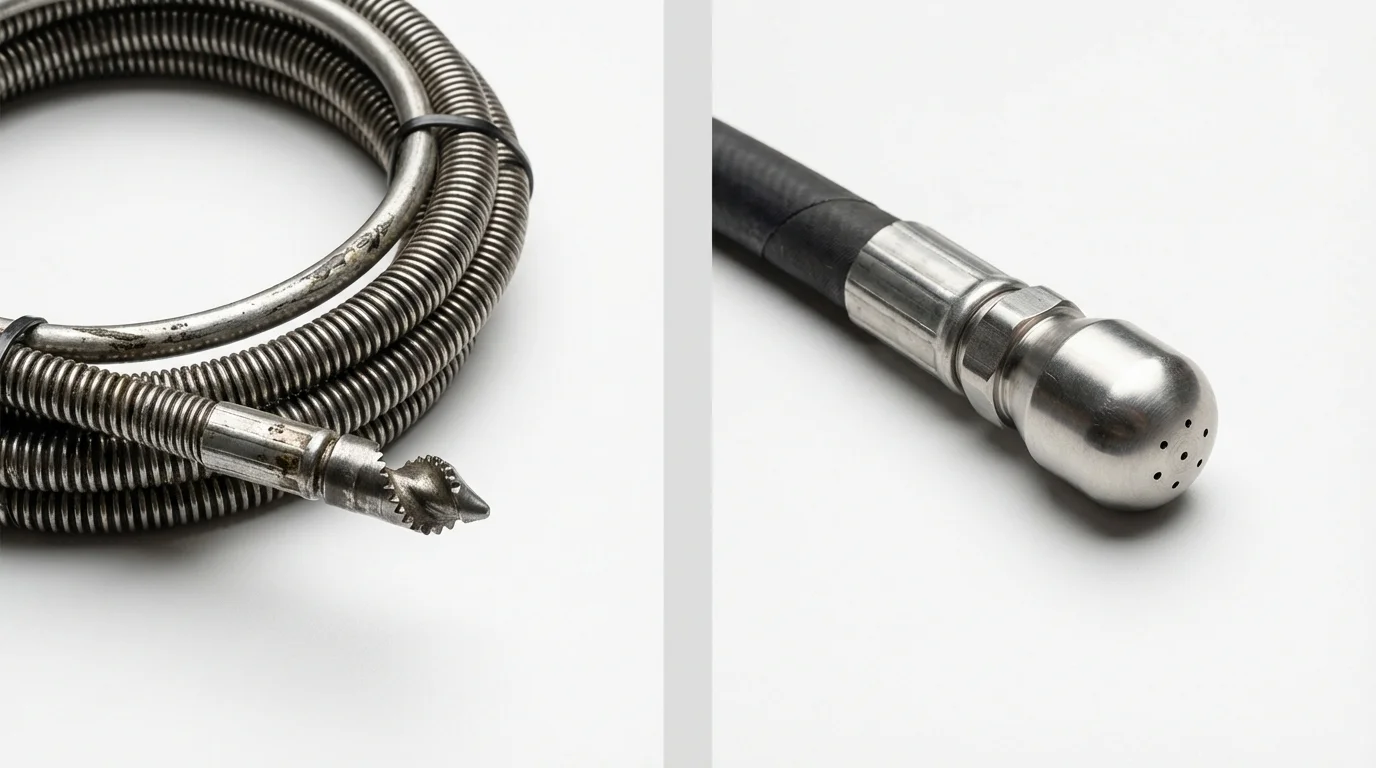 Drain snake cable and hydro jetting nozzle used for drain cleaning in Princeton, WV
