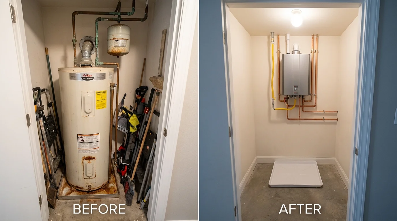 Tank water heater versus wall-mounted tankless unit comparison for Princeton, WV homeowners